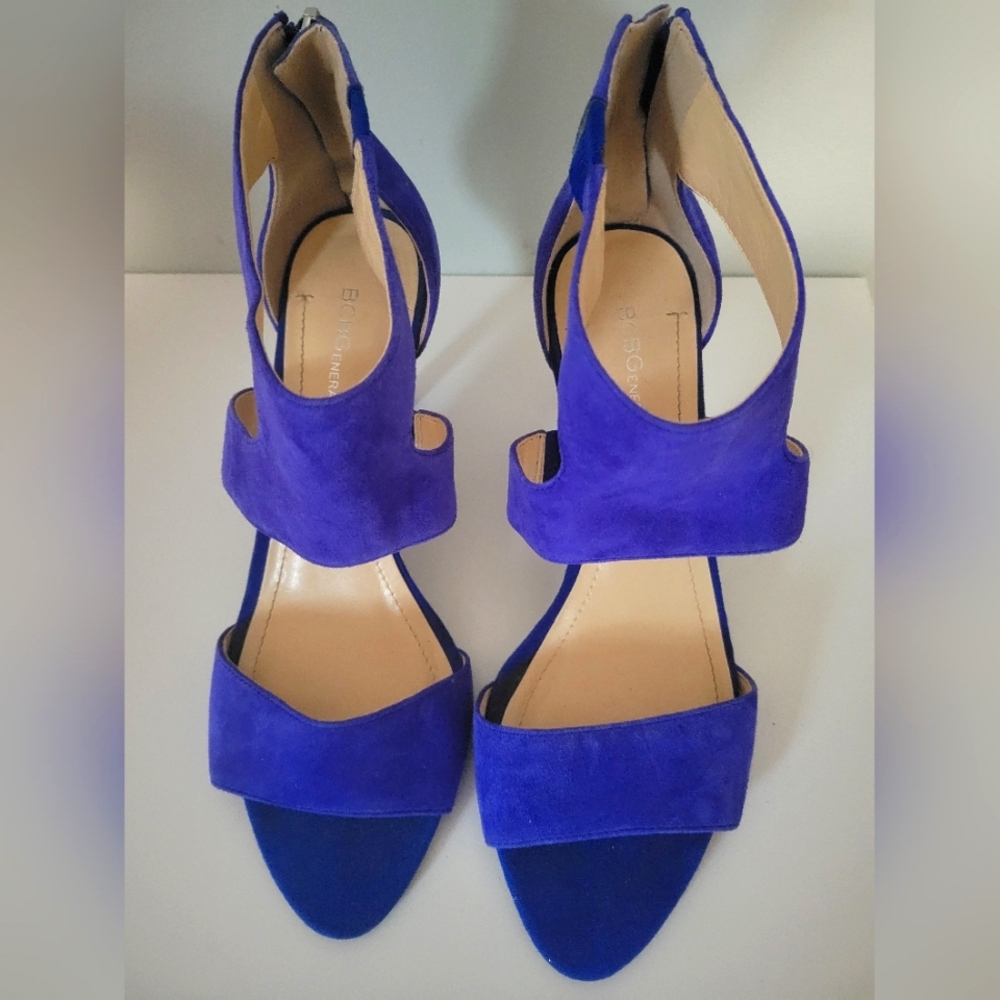 BCBGeneration Royal Blue Suede Strappy Heels